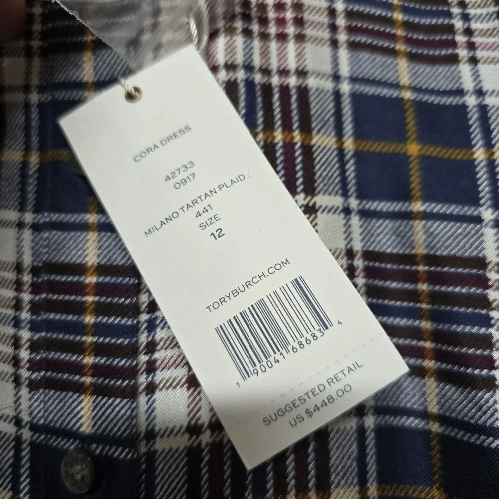 Tory Burch‎ Cora Milano Tartan Plaid Silk Shirt Dress Sz 12 NWT $448